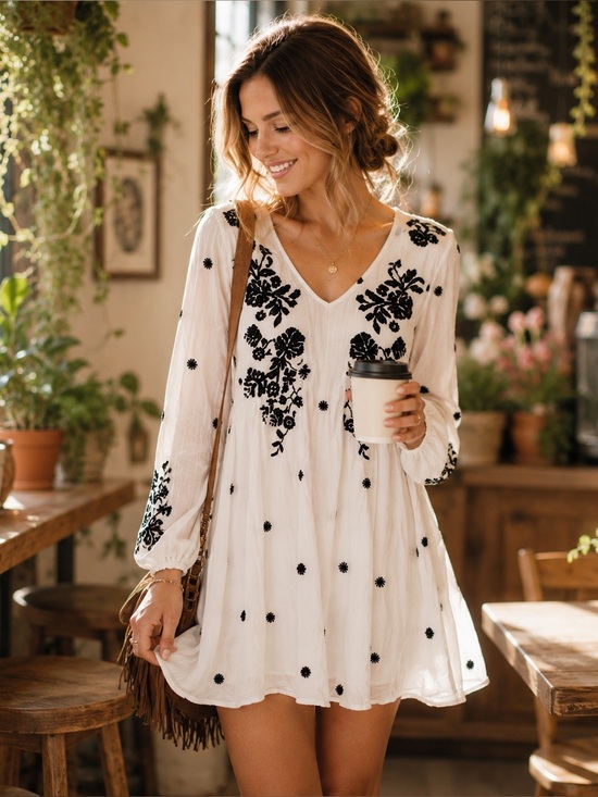 Free People Dresses & Skirts - FREE PEOPLE flowy white embroidered dress, S.